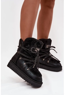 Dámské sněhule D.Franklin na platformě s kožešinou – černé