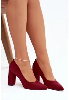 Dámské semišové lodičky na podpatku Sergio Leone – bordové