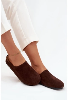 Dámské pantofle na platformě – čokoládové Sylviane
