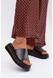 Dámské pantofle na platformě – černé Tanelisse