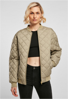 Dámská oversized Diamond Quilted Bomber Jacket khaki