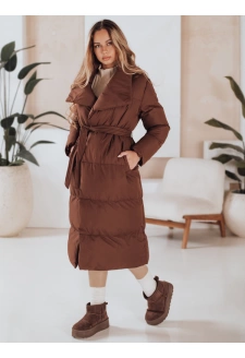 Płaszcz damski długi pikowany FAVI brązowy Dstreet TY4962