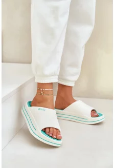 Dámské pantofle na platformě Big Star – bílá/mátová