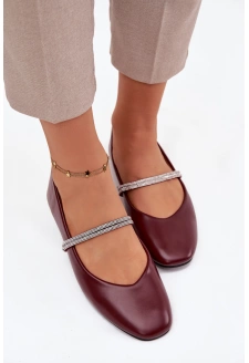 Dámské baleríny s lesklými pásky Ilirene – bordó