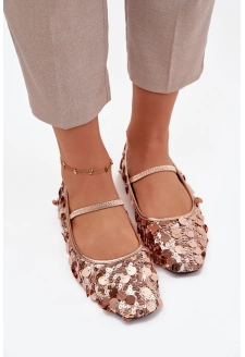 Dámské baleríny zdobené flitry Terlina – šampaňsko-růžové