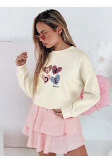 Bluza damske oversiz z sercami MADELIN beżowa Dstreet BY1461