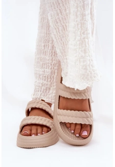 Dámské lehké pěnové pantofle na platformě S.Barski – béžové