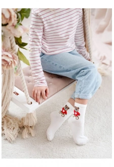 Dětské a juniorské ponožky s medvídkem – ecru