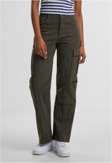 Dámské kapsáčové kalhoty Loose Utility Stretch Twill olivové