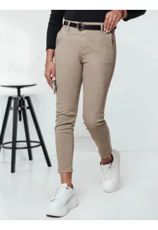 Dámské kalhoty TRENDIOSS s páskem béžové Dstreet UY2264