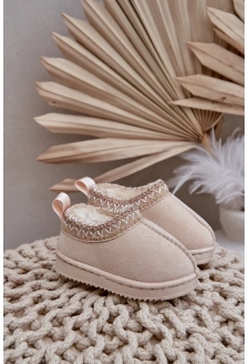 Dětské kotníkové sněhule na platformě s kožíškem Vilabria – světle béžové