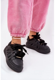 Dámské sneakersy z eko kůže na platformě Penolle – černé