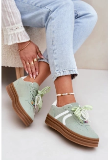 Dámské sneakersy na platformě s ozdobnými prvky Vinness – zelené