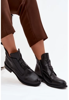 Dámské kotníkové boty zateplené s ozdobným detailem Briselda – černé