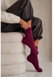 Dámské froté ponožky se zygzakem – bordó