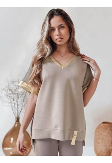 Bluzka damska oversize SHINE LOVE mokka Dstreet RY2911