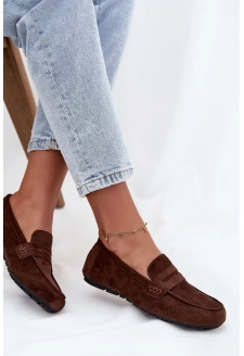 Dámské loafersy mokasíny s plochou podrážkou Roseline – tmavě hnědé