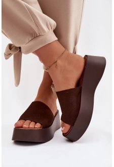Dámské pantofle na platformě Liorisse – čokoládové