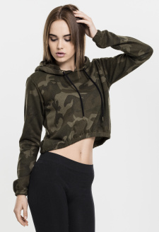 Dámy Camo Cropped Hoody olivové camo