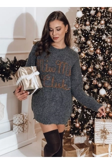 Dámský svetr one size MIU MIU s nápisem grafitový Dstreet MY2348