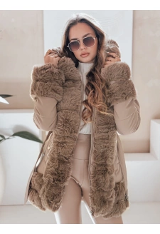 Kurtka damska zimowa CITYGLANCE z futerkiem kamelowa Dstreet TY5046