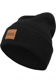 Unisex čepice Urban Classics Synthetic Leatherpatch Long Beanie