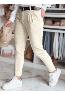 Spodnie damskie chinosy z paskiem MODELA jasnobeżowe Dstreet UY2570