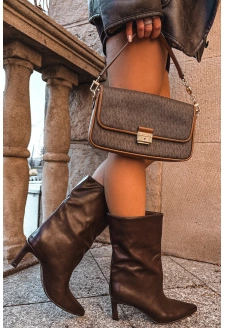 Dámské kotníkové boty na jehlovém podpatku z eko kůže Norell – čokoládové