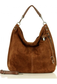 MAZZINI - Hnědá dámská kožená kabelka