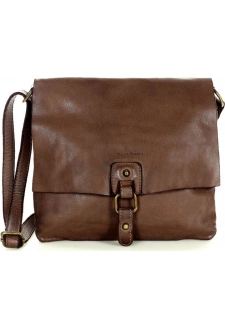 MARCO MAZZINI Kožená crossbody kabelka - čokoládově hnědá
