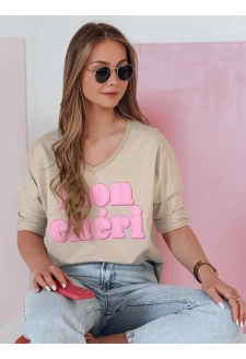 Bluzka damska oversize z nadrukiem CHERINO brązowa Dstreet RY2830