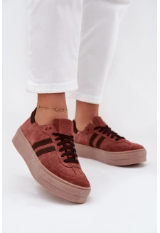 Dámské semišové sneakersy na platformě Zazoo – hnědé