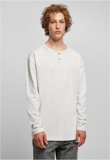 Ekologické oversized Henley s dlouhým rukávem světle šedé