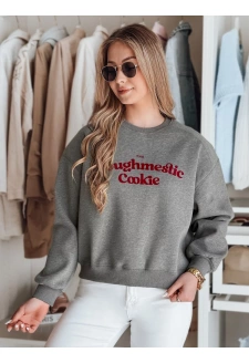 Bluza damska oversize z nadrukiem COOKIES ciemnoszara Dstreet BY1443
