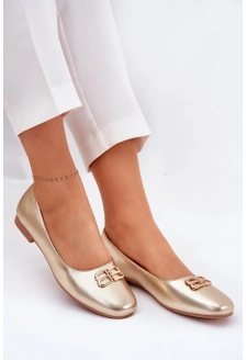 Dámské elegantní baleríny s ozdobou Vinceza – zlaté