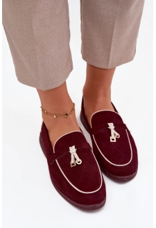 Dámské mokasíny (loafersy) z eko semiše Darwen – bordó