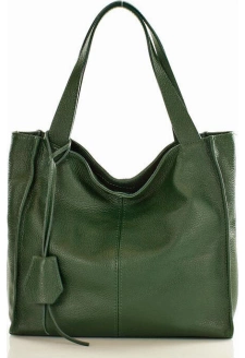 MARCO MAZZINI Tmavě zelená dámská kožená shopper kabelka