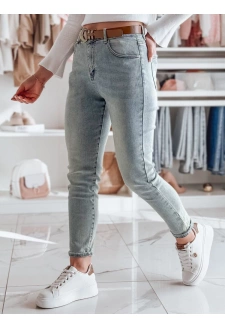 Spodnie damskie jeansowe slim fit z paskiem SLIMVISA niebieskie Dstreet UY2460