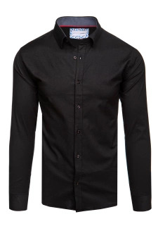 Pánská košile s dlouhým rukávem černá Dstreet DX2596