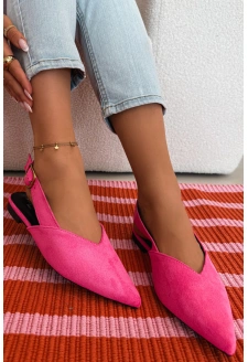 Dámské baleríny se zlatou přezkou z eko semiše Palerra – růžové
