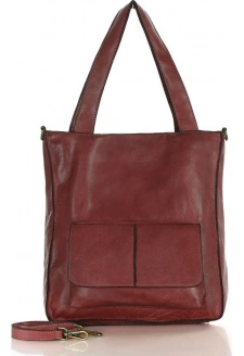 MARCO MAZZINI Tmavě červená dámská kožená shopper kabelka