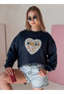 Bluza damska oversize z sercem SERDUCHOVA granatowa Dstreet BY1439