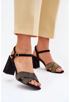 Dámské sandály na sloupku – černé Almera