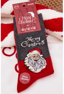 Pánské vánoční ponožky se Santou a nápisem – tmavě šedé