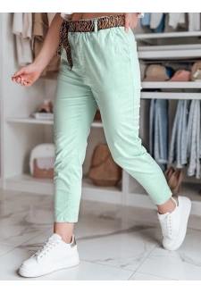 Spodnie damskie casualowe z paskiem MADELINA miętowe Dstreet UY2624