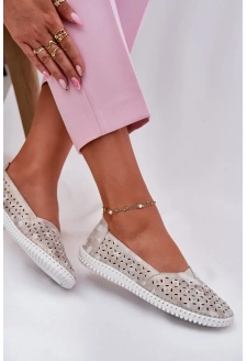 Dámské semišové ažurové polobotky Chulieta – zlatо/šedé