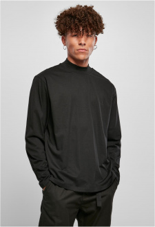 Heavy Boxy Mock Neck Neck s dlouhým rukávem černý