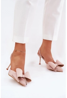 Lodičky s odkrytou patou a mašlí Eklevia – béžové