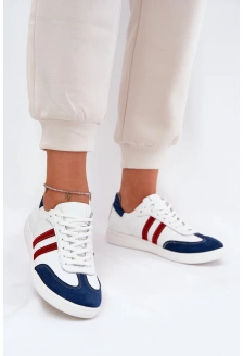 Dámské nízké kožené sneakersy Zazoo – bílo-tmavě modré