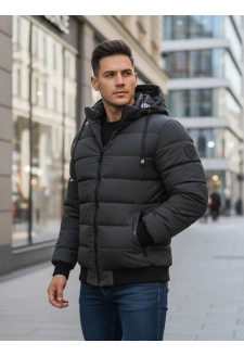 Kurtka męska zimowa pikowan z kapturem ciemnosza Dstreet TX5095